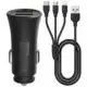 Φορτιστής Αυτοκινήτου Remax RCC236 2.4A με 2 x USB και Καλώδιο 3 σε 1 Μαύρο
