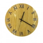 Ξύλινο Ρολόι Τοίχου Quartz Vintage Διαμέτρου 30cm με Λατινικούς Αριθμούς 23367