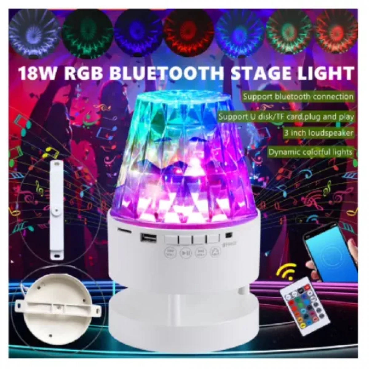 Διακοσμητικό Φωτιστικό LED RGB bluetooth με τηλεχειριστήριο Party Light 18W 220V SDS-23378
