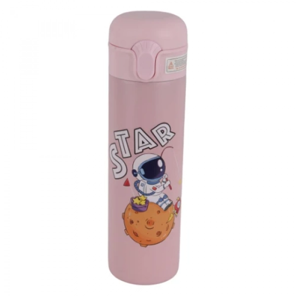 Παγούρι Θερμός 400ml από ανοξείδωτο ατσάλι X321 με σχέδιο αστροναύτη Ροζ