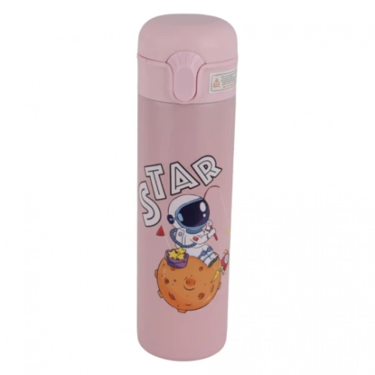 Παγούρι Θερμός 400ml από ανοξείδωτο ατσάλι X321 με σχέδιο αστροναύτη Ροζ