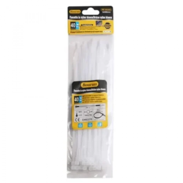 Δεματικά Καλωδίων Tie Wraps Λευκά 20x0.4 cm 40 τμχ Bossram 683463