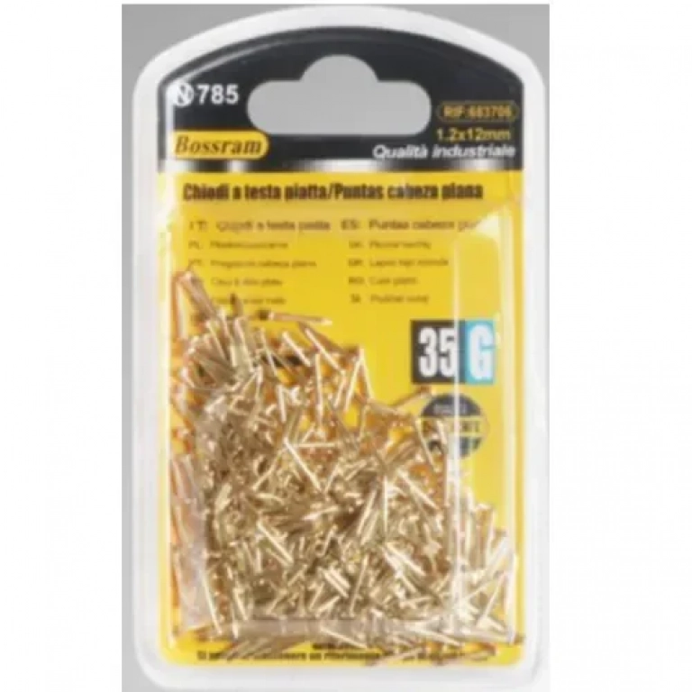 Σετ Καρφιά με Επίπεδη Κεφαλή 1.2x12mm 35g σε Χρυσό Χρώμα Bossram 683706