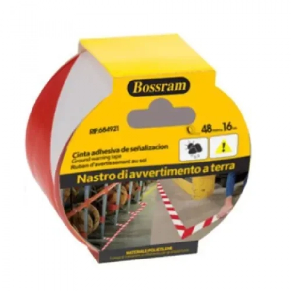 Αυτοκόλλητη Ταινία Σήμανσης 48x16mm Κόκκινο/Λευκό Bossram 684921