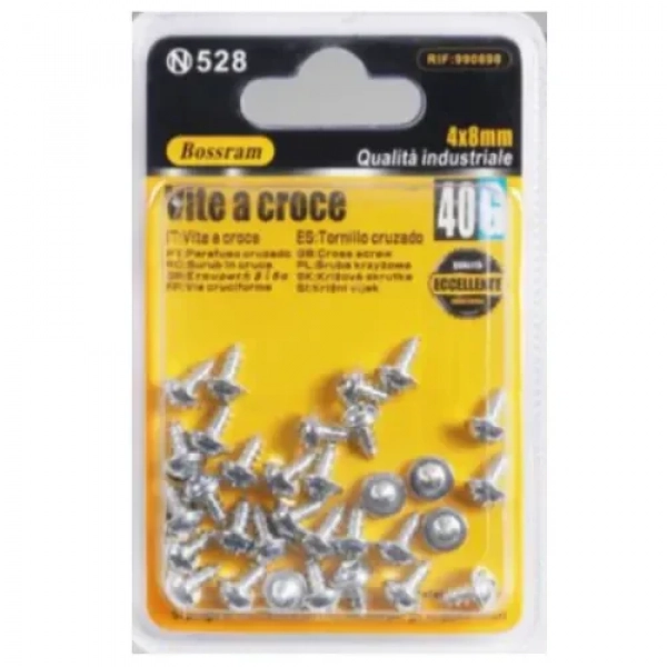 Βίδες Σταυρού 40g 8x4mm Ασημί Bossram 990690