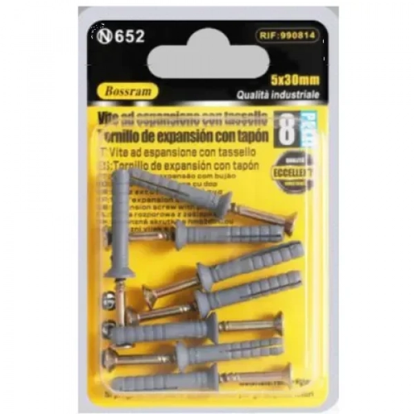 Βύσμα Ούπατ Διαστολής 5X30mm με Βίδα Σετ 8 Τεμάχια Bossram 990814