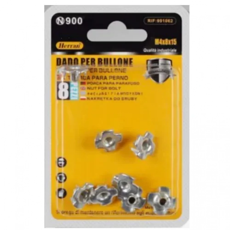 Παξιμάδι Χωνευτό για Βίδα Μ4x8x15mm Σετ 8 τμχ Herran 991062