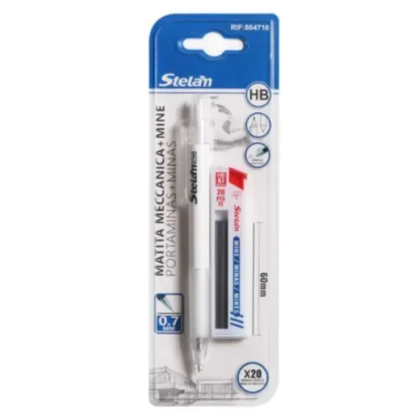 Μηχανικό Μολύβι HB 0.7mm + 20 Μύτες Λευκό Stelan 864716