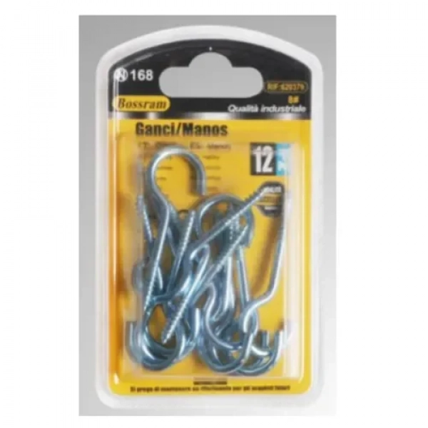 Βίδες αγκιστρωτές Γάντζοι 55x8mm Σετ 12 τμχ Bossram 620379