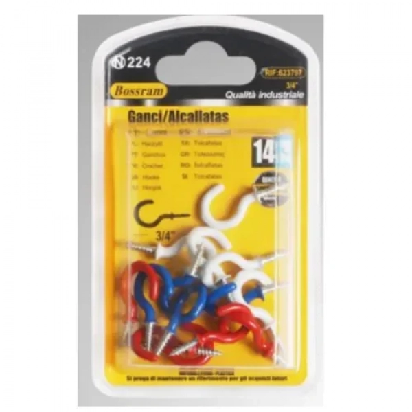 Βίδες αγκιστρωτές Γάντζοι 1.8cm 3/4'' Σετ 14 τμχ Χρωματιστές Bossram 623797