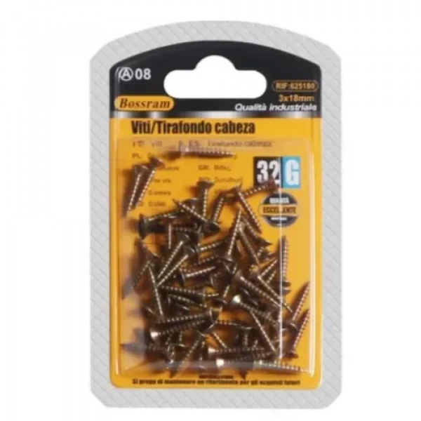 Βίδες Σταυρού 32g 3x18mm Χρυσές Bossram 625180