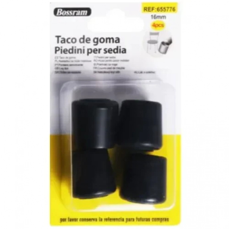 Τάπες Επίπλων Σιλικόνης 4 τμχ 16mm Μαύρες Bossram 655776
