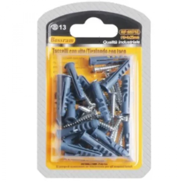Βίδες με Ούπα 18 τμχ 4x25mm+Φ6mm Bossram 680752