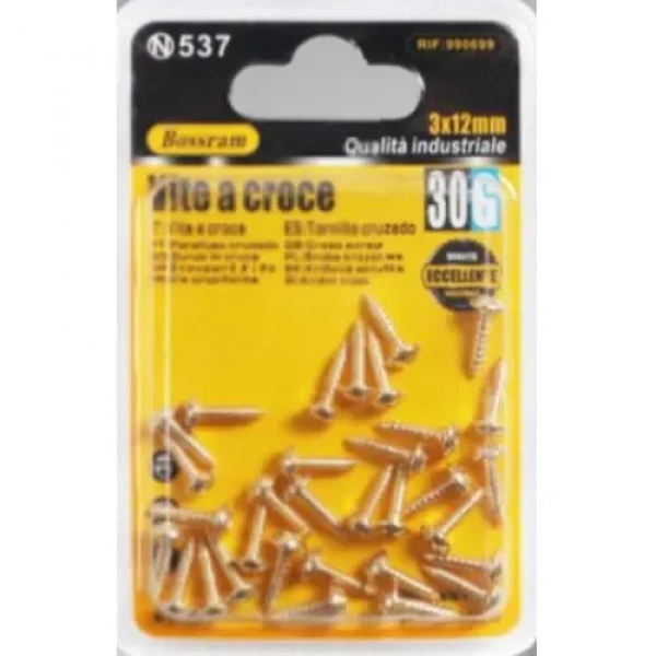 Βίδες Σταυρού 30g 12x3mm Χρυσές Bossram 990699