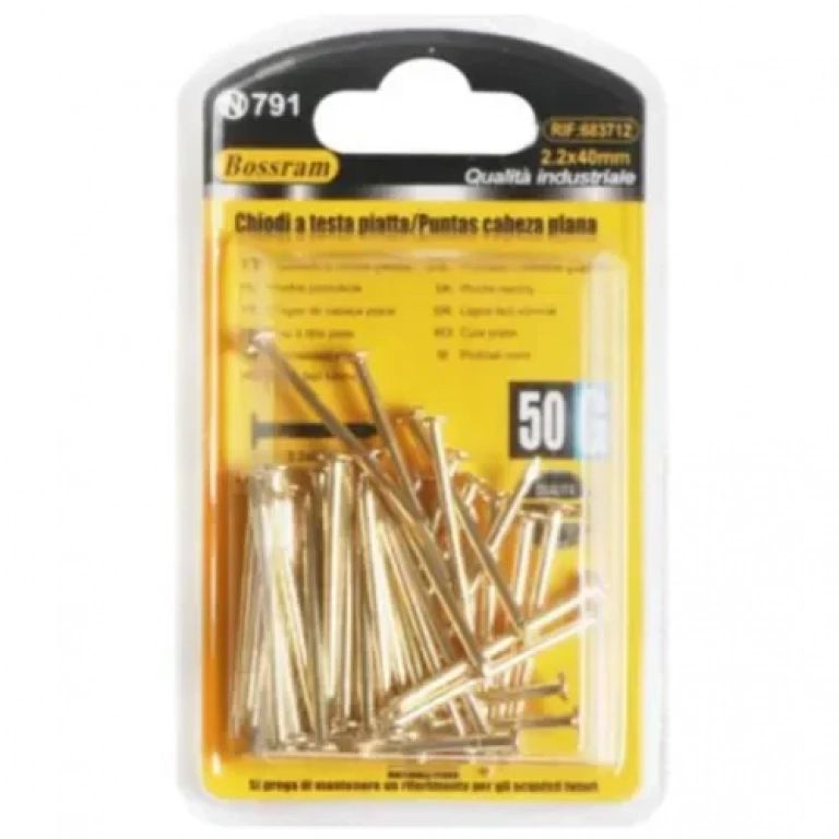 Σετ Καρφιά με Επίπεδη Κεφαλή 2.2x40mm 50g σε Χρυσό Χρώμα Bossram 683712