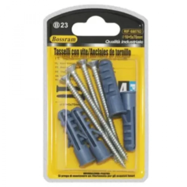 Βίδες με Ούπα 4 τμχ 5x70mm+Φ10mm Bossram 680762