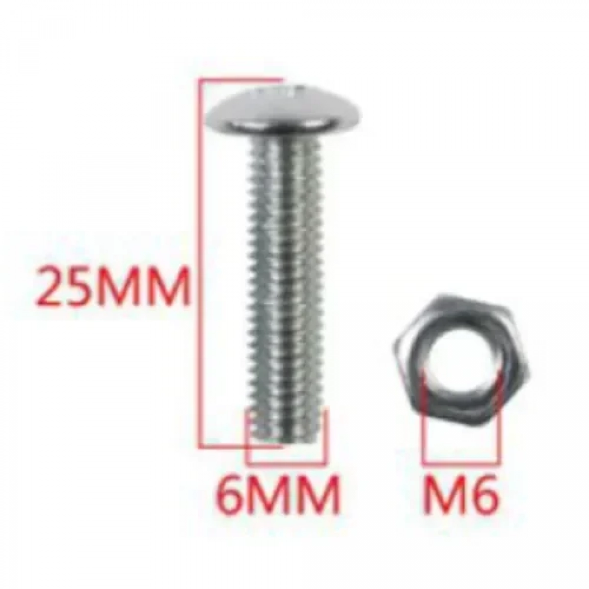 Σετ Βίδες Σταυρού με Παξιμάδια 6x25mm + M6 Σετ 7 τμχ Bossram 991009