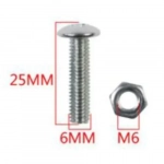 Σετ Βίδες Σταυρού με Παξιμάδια 6x25mm + M6 Σετ 7 τμχ Bossram 991009