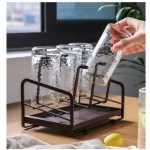 Μεταλλική Βάση για Ποτήρια 22x14x17.5 cm 21846 Σκούρο Καφέ
