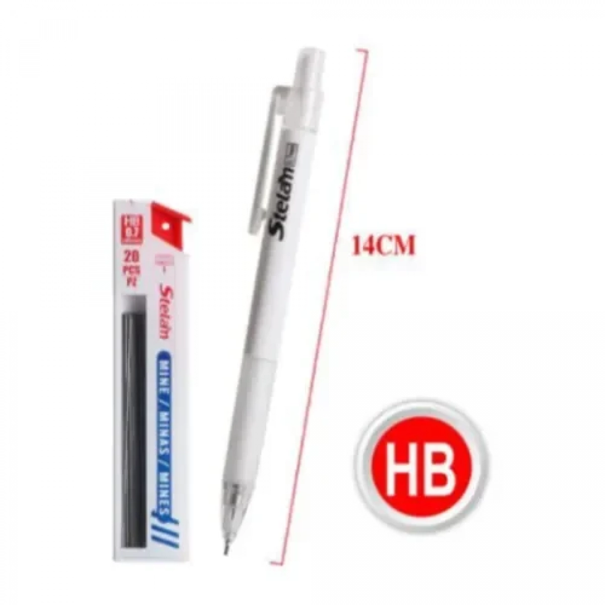 Μηχανικό Μολύβι HB 0.7mm + 20 Μύτες Λευκό Stelan 864716