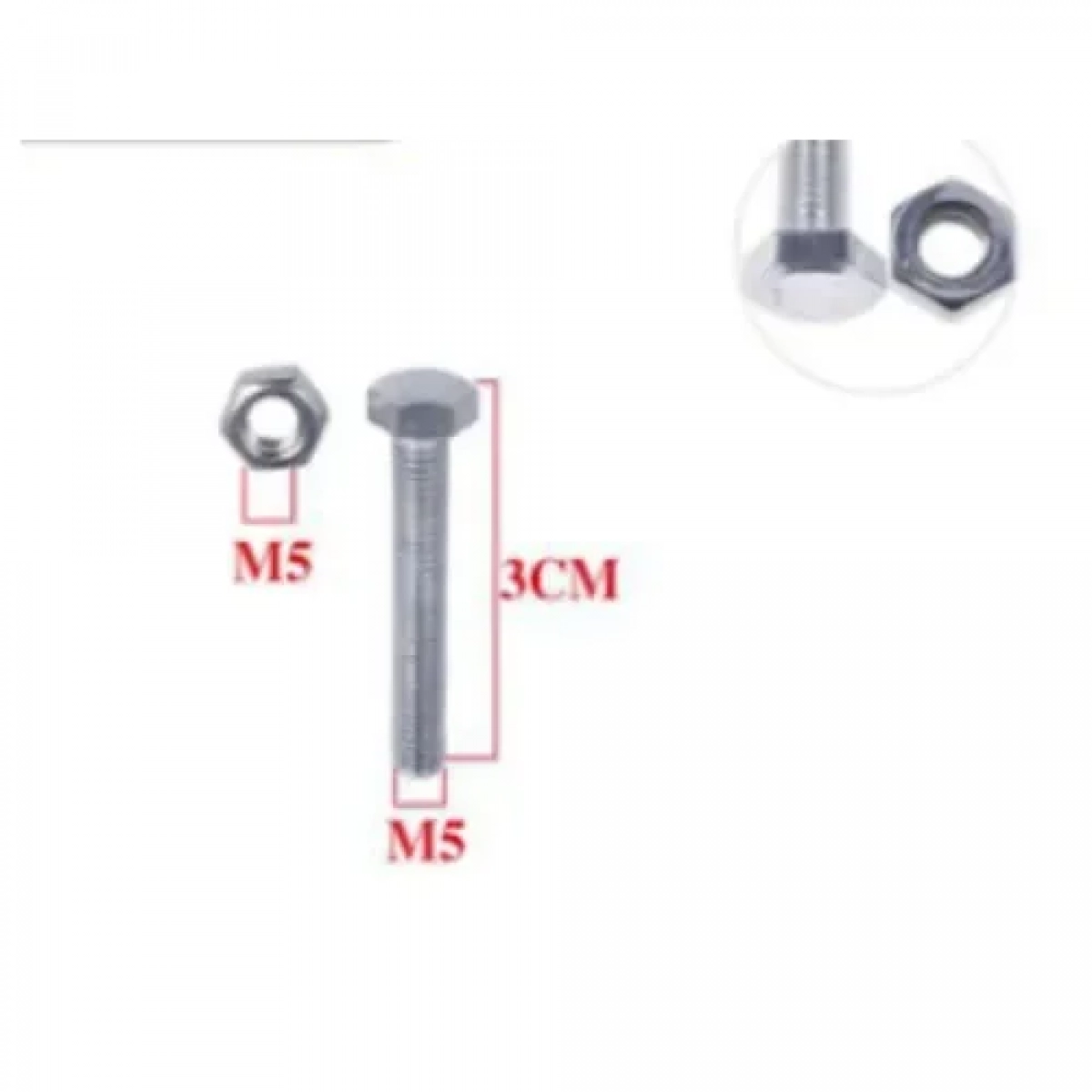 Βίδες εξάγωνες με παξιμάδι M5x30mm+M5 Σετ 10 τμχ Bossram 620367