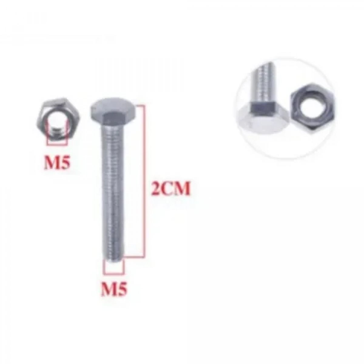 Βίδες εξάγωνες με παξιμάδι M5x20mm+M5 Σετ 12 τμχ Bossram 620366