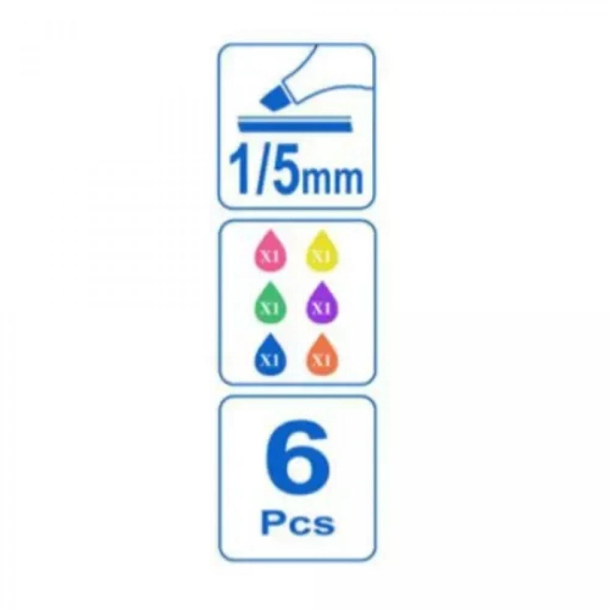 Σετ 6 τμχ Μαρκαδόροι Υπογράμμισης 1/5mm σε 6 διαφορετικά χρώματα Stelan 688710