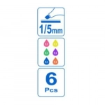 Σετ 6 τμχ Μαρκαδόροι Υπογράμμισης 1/5mm σε 6 διαφορετικά χρώματα Stelan 688710