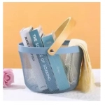 Στρογγυλό Μεταλλικό Καλάθι με Χερούλι 25x18 cm 21748 Μαύρο