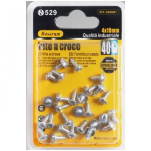 Βίδες Σταυρού 40g 4x10mm Ασημί Bossram 990691