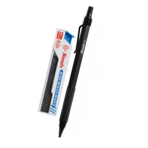 Μηχανικό Μολύβι HB 0.7mm + 20 Μύτες Μαύρο Stelan 864083