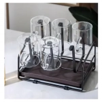 Μεταλλική Βάση για Ποτήρια 22x14x17.5 cm 21846 Σκούρο Καφέ