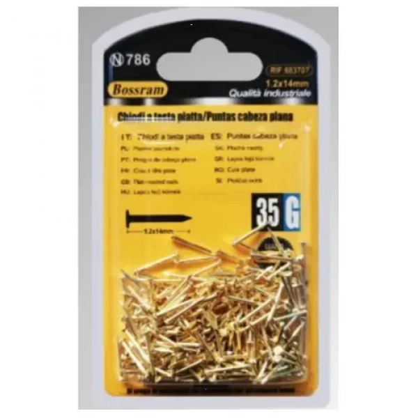 Σετ Καρφιά με Επίπεδη Κεφαλή 1.2x14mm 35g σε Χρυσό Χρώμα Bossram 683707