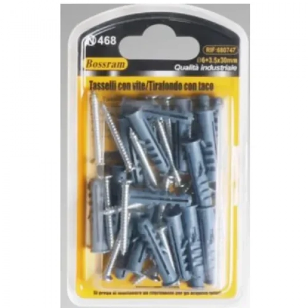 Βίδες με Ούπα 20 τμχ 3.5x30mm+Φ6mm Bossram 680747