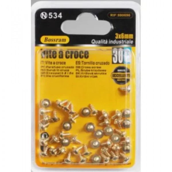Βίδες Σταυρού 30g 6x3mm Χρυσές Bossram 990696