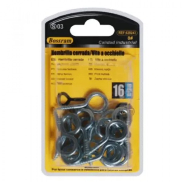 Σετ 16 τμχ Θηλιές Βιδωτές Γαλβανιζέ 8# 3.8cm Bossram 620243