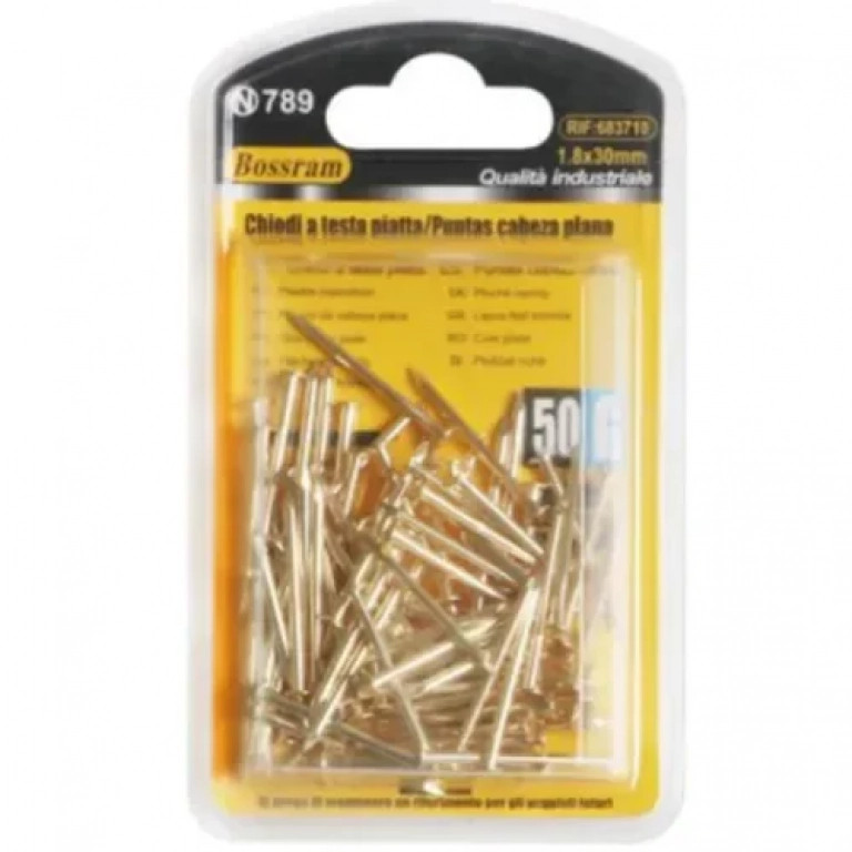 Σετ Καρφιά με Επίπεδη Κεφαλή 1.8x30mm 50g σε Χρυσό Χρώμα Bossram 683710