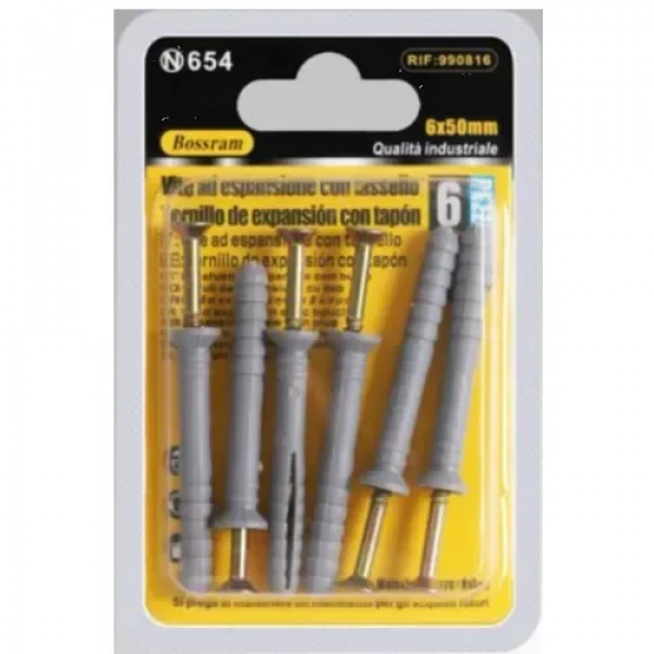Βύσμα Ούπατ Διαστολής 6X50mm με Βίδα Σετ 6 Τεμάχια Bossram 990816