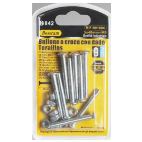 Σετ Βίδες Σταυρού Με Παξιμάδια 5X40Mm + M5 Σετ 9 Τμχ Bossram 991004