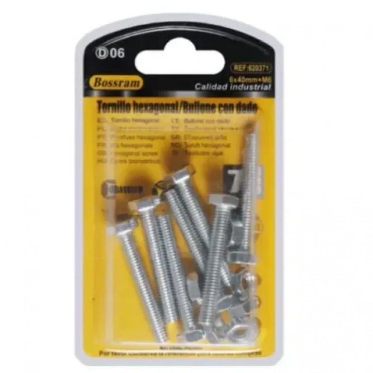 Βίδες εξάγωνες M6x40mm+M6 Σετ 7 τμχ Bossram 620371