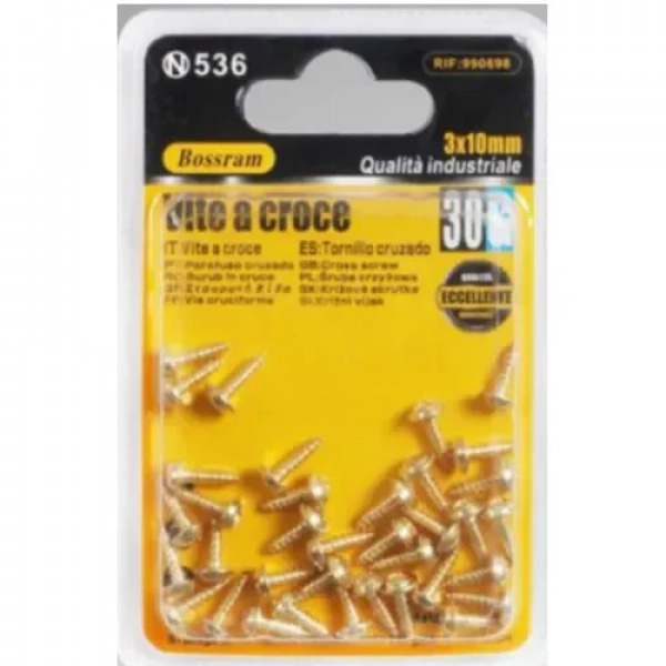 Βίδες Σταυρού 30g 3x10mm Χρυσές Bossram 990698