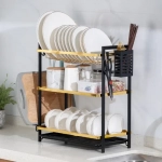 Μεταλλική Πιατοθήκη Στραγγίσματος 43.5x24x50 cm 21817 Μαύρο-Χρυσό