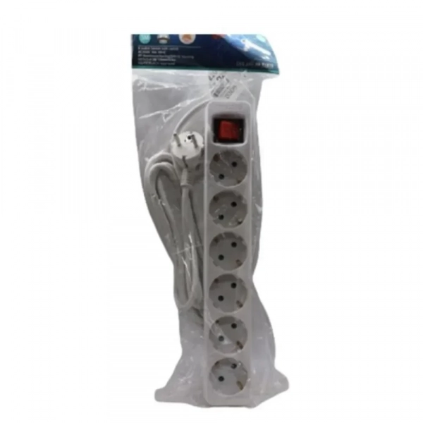 AB-E1080 Πολύπριζο 5 Μέτρων με 6 Θύρες και Διακόπτη - Photo1