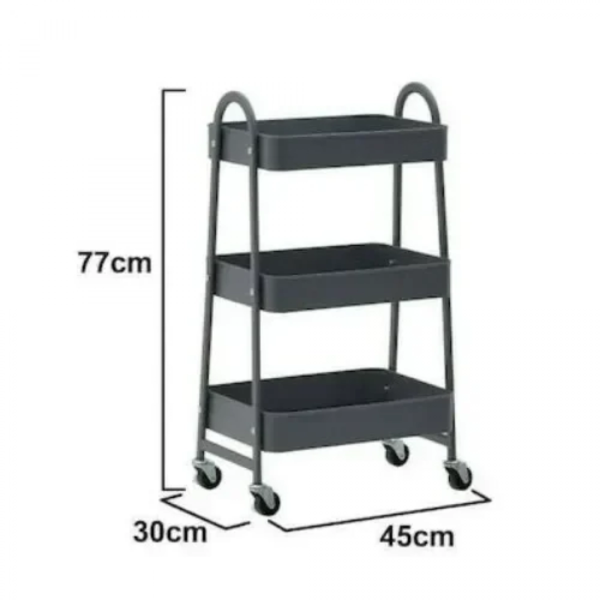 Τρόλει Κουζίνας Μεταλλικό 3 Θέσεων 45x30.5x77cm σε Γκρι Χρώμα 21816