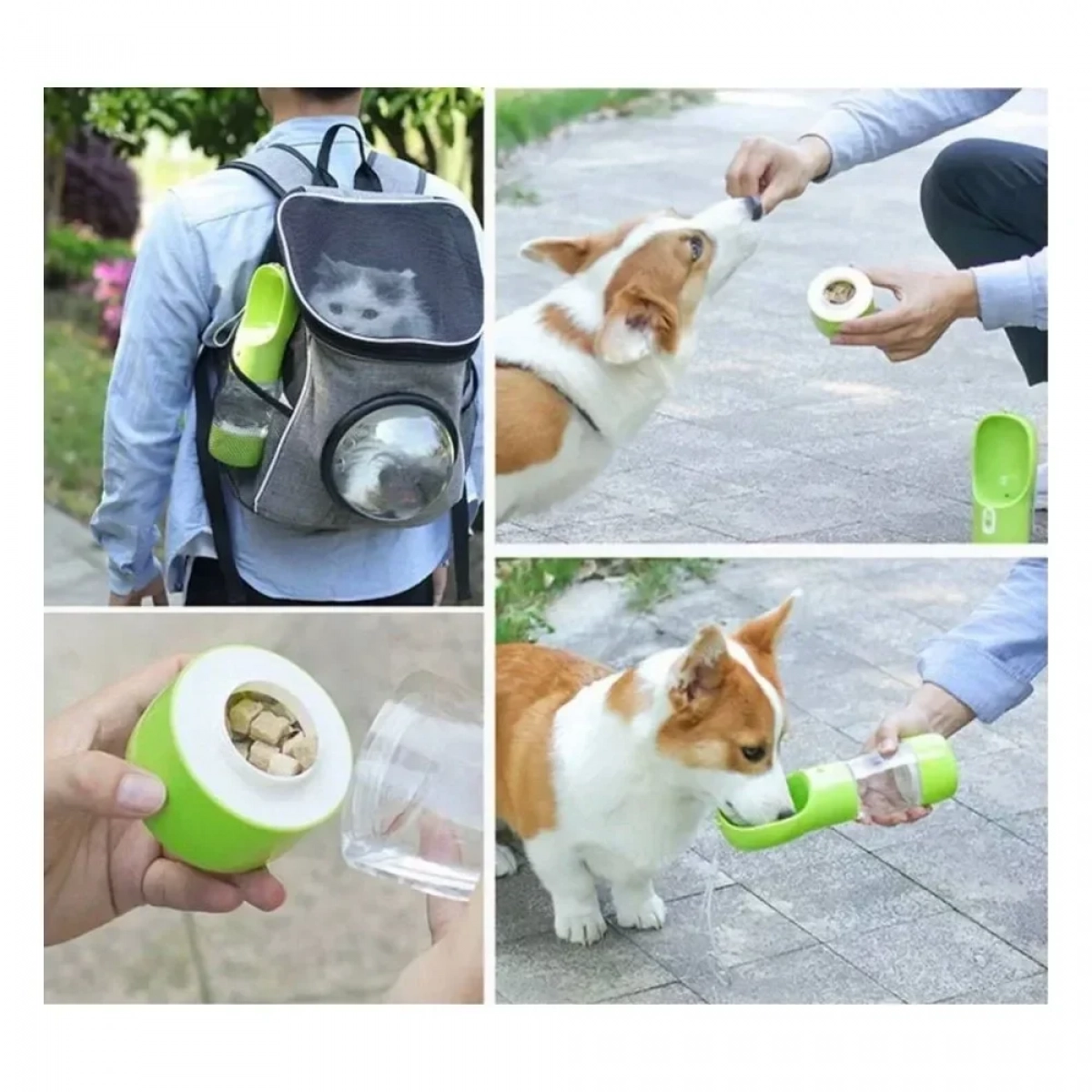 Φορητό Παγούρι Νερού για Σκύλους - Διανομέας Νερού 2 σε 1 με Μπολ, Γκρι - Photo2