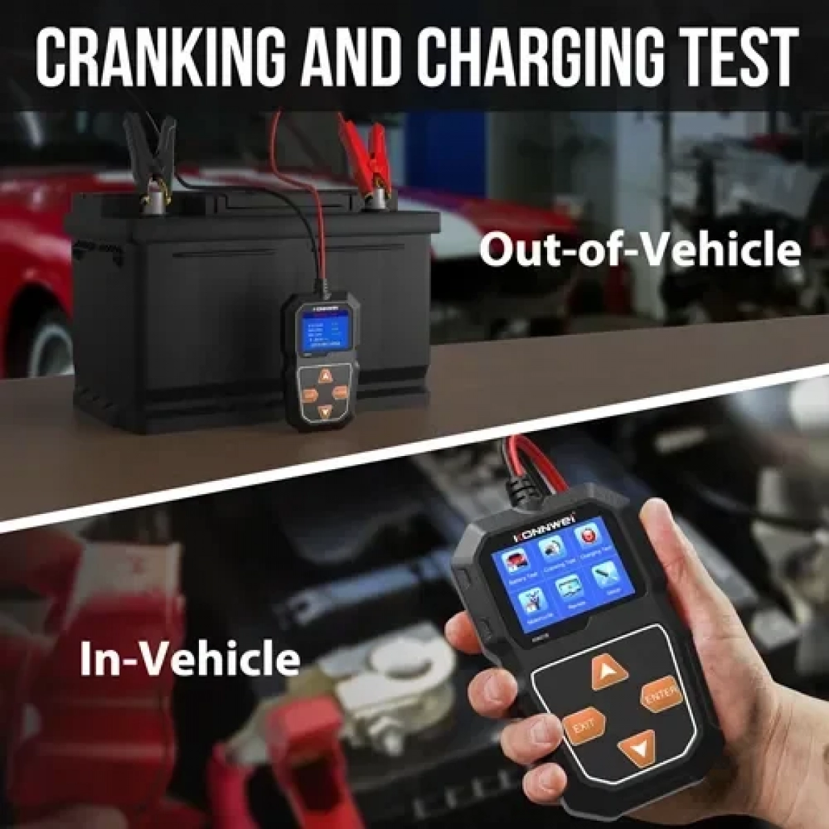 Φορητός ελεγκτής μπαταριών αυτοκινήτου 12V – ψηφιακός αναλυτής διαγνωστικό μπαταριών οχημάτων- Battery Tester Konnwei KW218 - Image 5