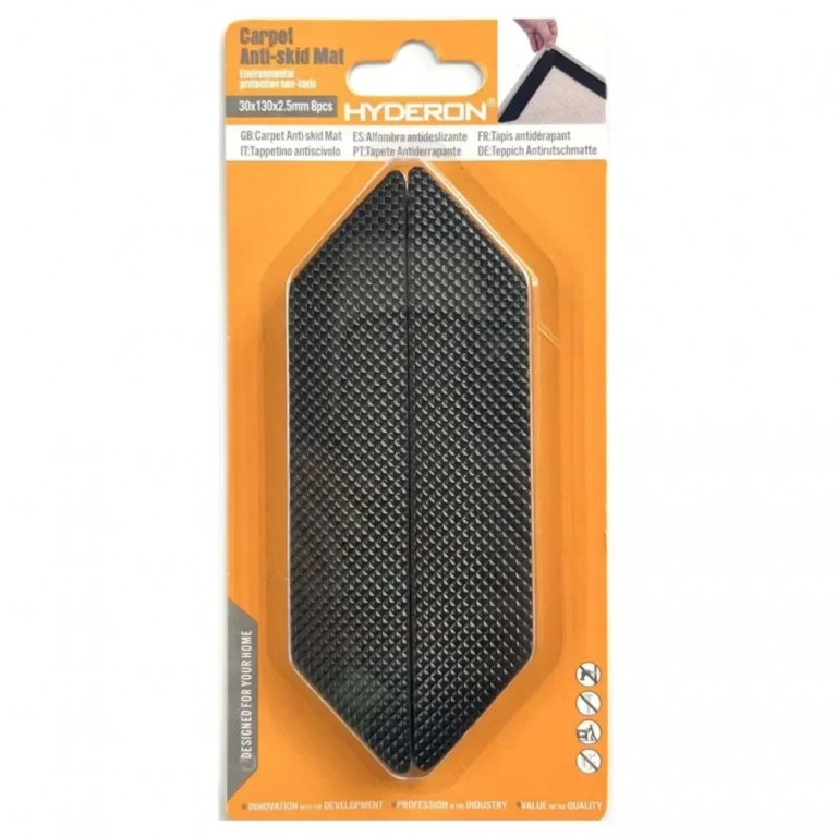 HDE-25132 Αντιολισθητικό Πατάκι Χαλιού 30x130x2.5cm 8 τμχ. - Μαύρο - Photo1