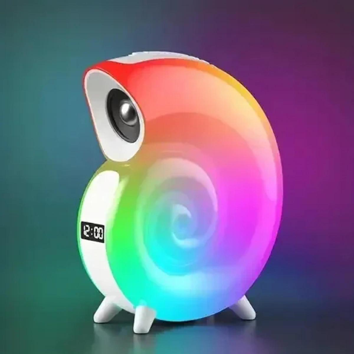 Ηχείο με πολύχρωμο φωτισμό και ρολόι Conch N63 λευκό - Image 2