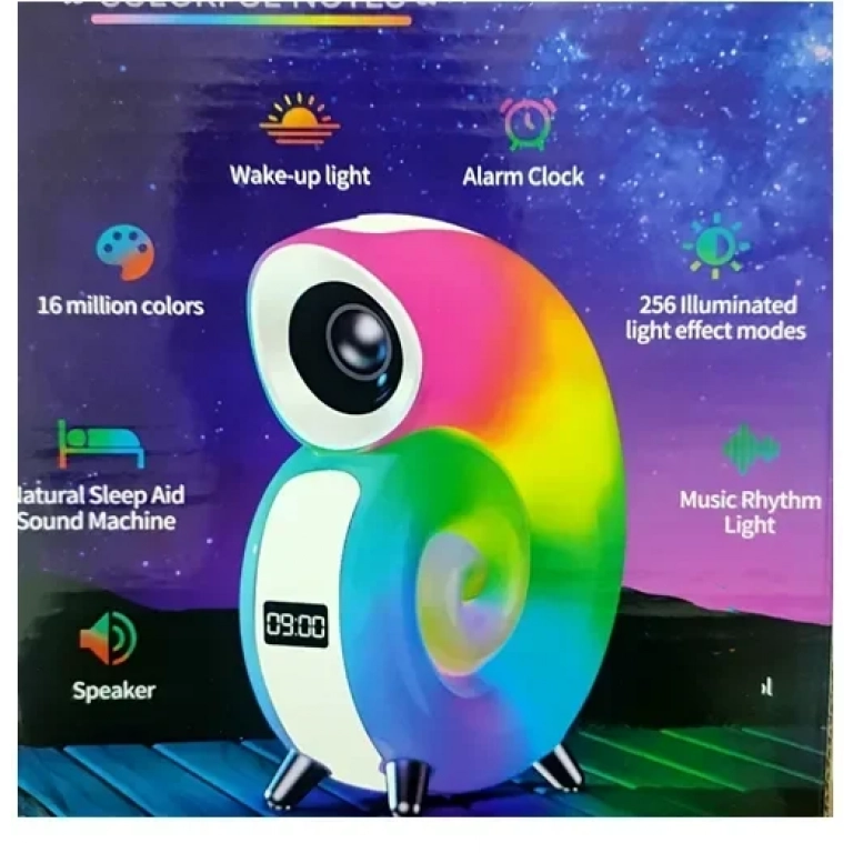 Ηχείο με πολύχρωμο φωτισμό και ρολόι Conch N63 λευκό