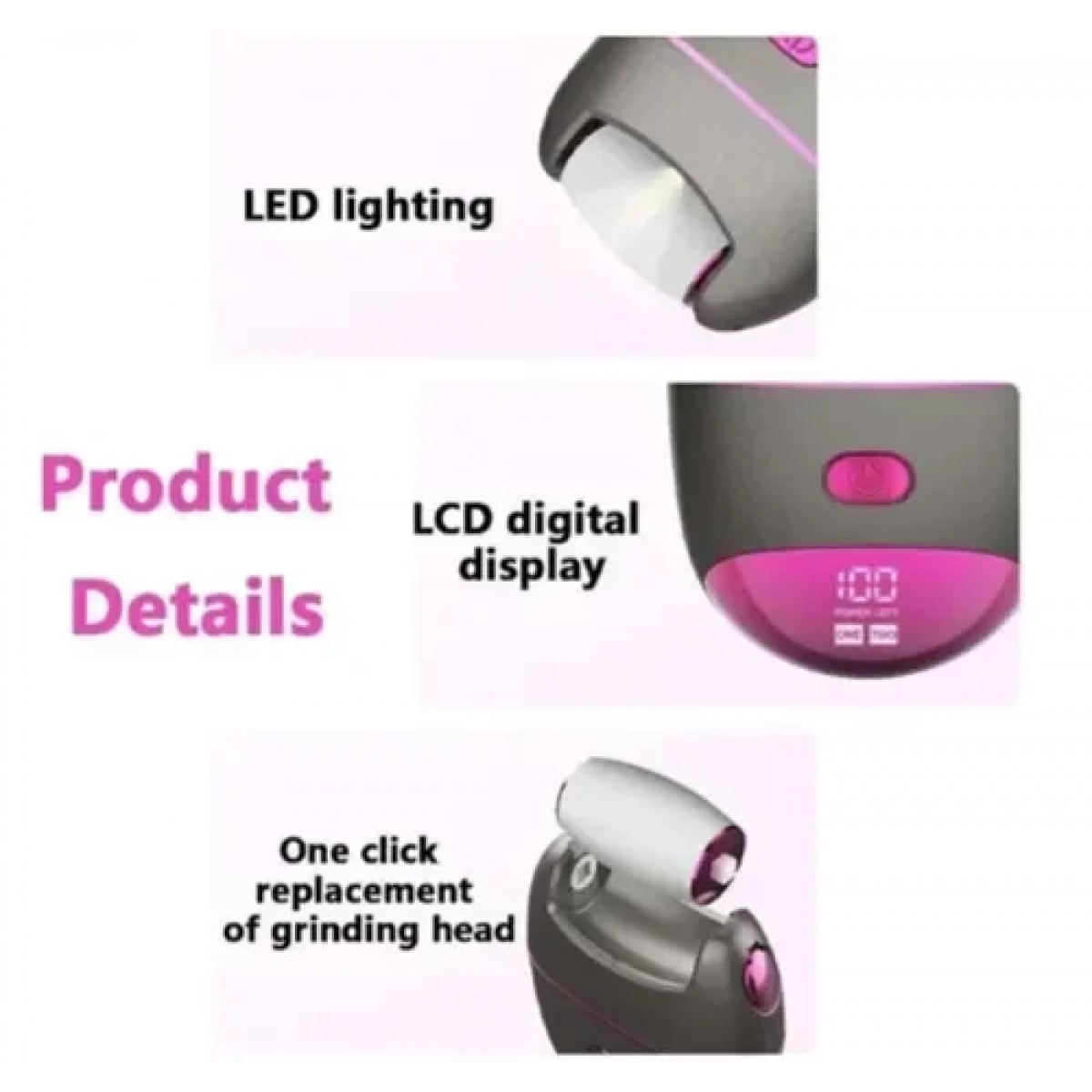 Ηλεκτρική λίμα ποδιών αφαίρεσης κάλων Electric Callus Remover ZM-718 λευκό - Image 3